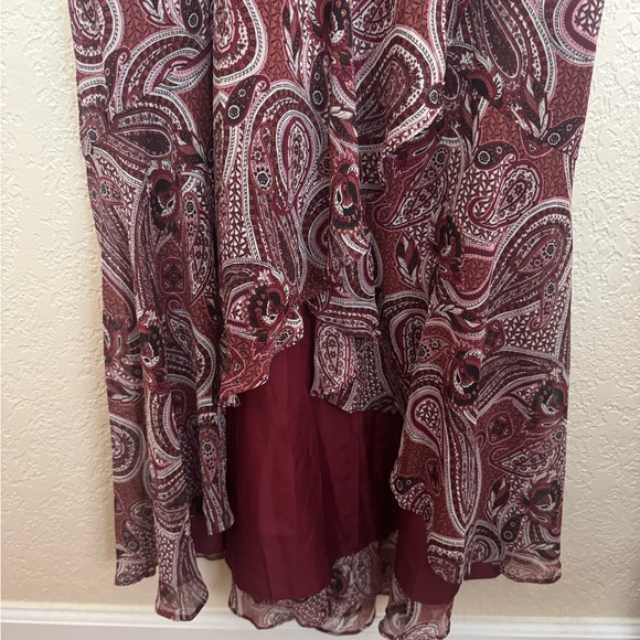 Express Maroon Paisley High-Low Dress - Picture 2 of 6